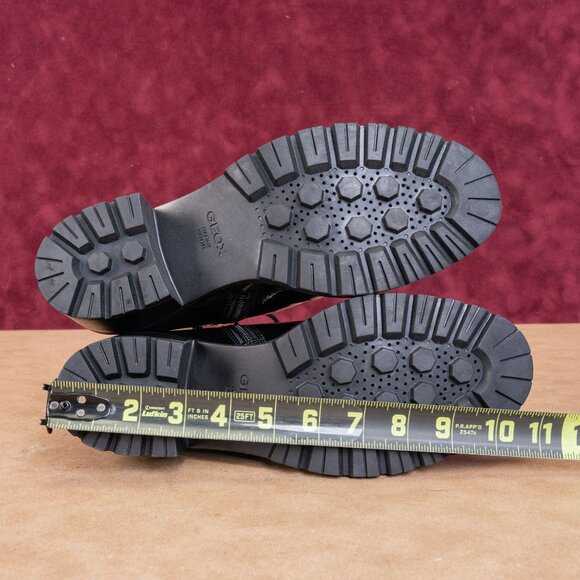 Geox Women Black Patent Leather Lace-up Zip Ankle Combat boots sz 9.5US EUR40 - Picture 5 of 9